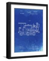 PP122- Faded Blueprint Steam Locomotive 1886 Patent Poster-Cole Borders-Framed Giclee Print