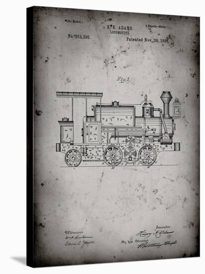 PP122- Faded Grey Steam Locomotive 1886 Patent Poster-Cole Borders-Stretched Canvas