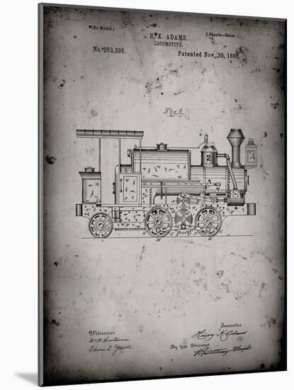 PP122- Faded Grey Steam Locomotive 1886 Patent Poster-Cole Borders-Mounted Giclee Print