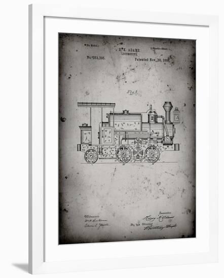 PP122- Faded Grey Steam Locomotive 1886 Patent Poster-Cole Borders-Framed Giclee Print