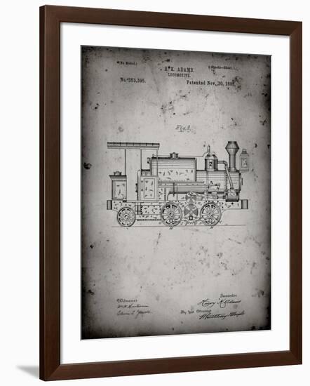 PP122- Faded Grey Steam Locomotive 1886 Patent Poster-Cole Borders-Framed Giclee Print