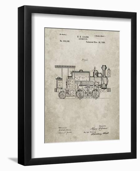 PP122- Sandstone Steam Locomotive 1886 Patent Poster-Cole Borders-Framed Giclee Print