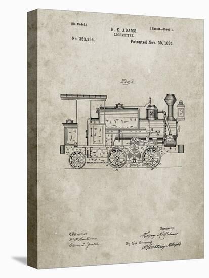 PP122- Sandstone Steam Locomotive 1886 Patent Poster-Cole Borders-Stretched Canvas