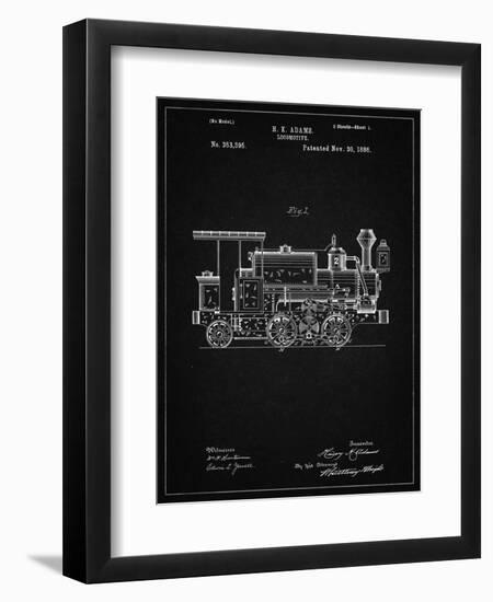 PP122- Vintage Black Steam Locomotive 1886 Patent Poster-Cole Borders-Framed Premium Giclee Print
