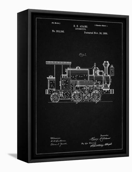 PP122- Vintage Black Steam Locomotive 1886 Patent Poster-Cole Borders-Framed Stretched Canvas