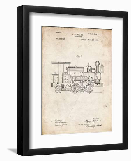 PP122- Vintage Parchment Steam Locomotive 1886 Patent Poster-Cole Borders-Framed Premium Giclee Print