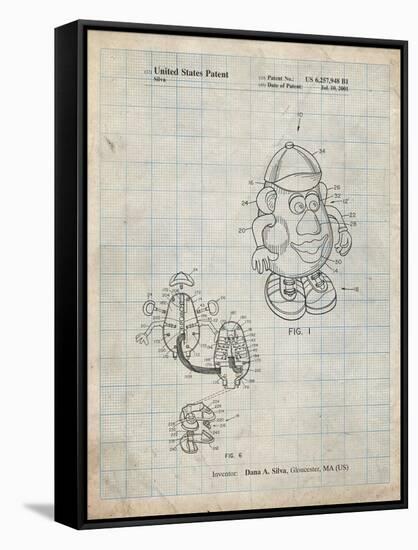 PP123- Antique Grid Parchment Mr. Potato Head Patent Poster-Cole Borders-Framed Stretched Canvas