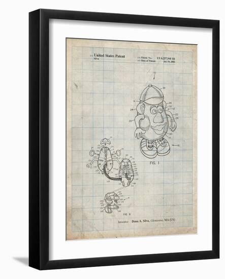 PP123- Antique Grid Parchment Mr. Potato Head Patent Poster-Cole Borders-Framed Giclee Print
