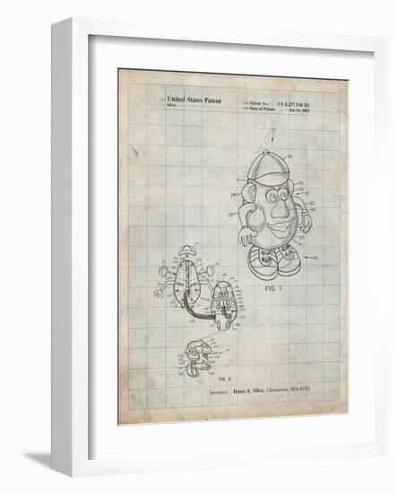 PP123- Antique Grid Parchment Mr. Potato Head Patent Poster-Cole Borders-Framed Giclee Print