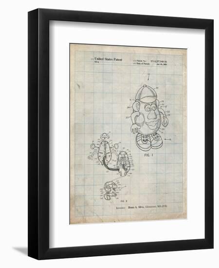 PP123- Antique Grid Parchment Mr. Potato Head Patent Poster-Cole Borders-Framed Giclee Print