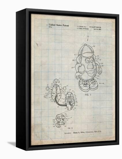 PP123- Antique Grid Parchment Mr. Potato Head Patent Poster-Cole Borders-Framed Stretched Canvas