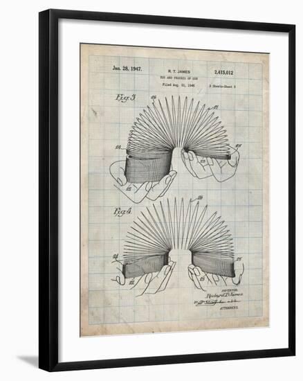 PP125- Antique Grid Parchment Slinky Toy Patent Poster-Cole Borders-Framed Giclee Print