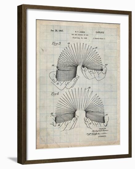 PP125- Antique Grid Parchment Slinky Toy Patent Poster-Cole Borders-Framed Giclee Print