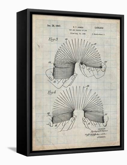 PP125- Antique Grid Parchment Slinky Toy Patent Poster-Cole Borders-Framed Stretched Canvas