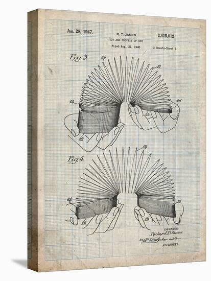 PP125- Antique Grid Parchment Slinky Toy Patent Poster-Cole Borders-Stretched Canvas