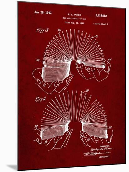 PP125- Burgundy Slinky Toy Patent Poster-Cole Borders-Mounted Giclee Print