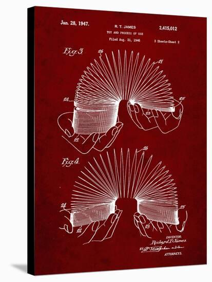 PP125- Burgundy Slinky Toy Patent Poster-Cole Borders-Stretched Canvas