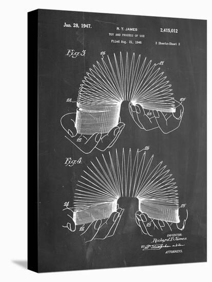 PP125- Chalkboard Slinky Toy Patent Poster-Cole Borders-Stretched Canvas
