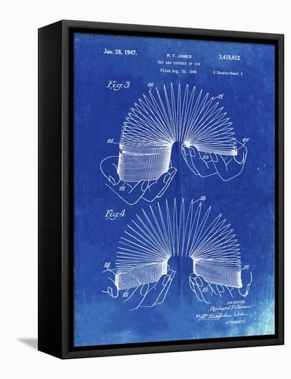 PP125- Faded Blueprint Slinky Toy Patent Poster-Cole Borders-Framed Stretched Canvas