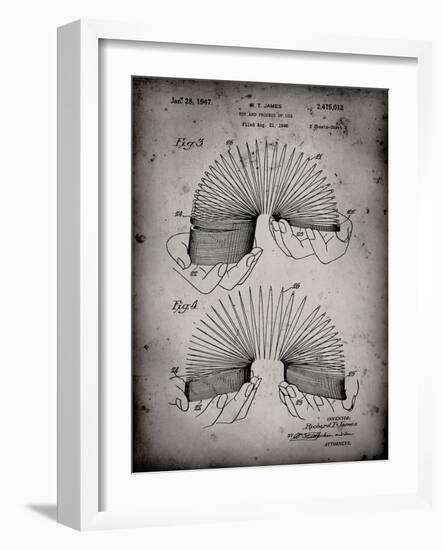 PP125- Faded Grey Slinky Toy Patent Poster-Cole Borders-Framed Giclee Print
