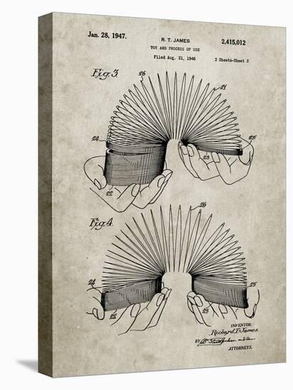 PP125- Sandstone Slinky Toy Patent Poster-Cole Borders-Stretched Canvas