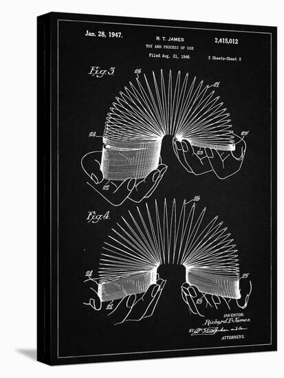 PP125- Vintage Black Slinky Toy Patent Poster-Cole Borders-Stretched Canvas