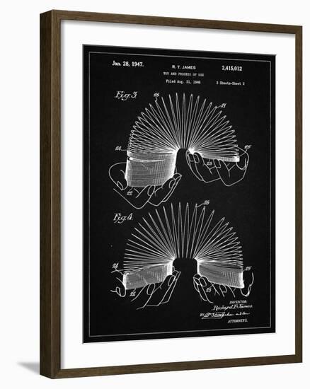 PP125- Vintage Black Slinky Toy Patent Poster-Cole Borders-Framed Giclee Print