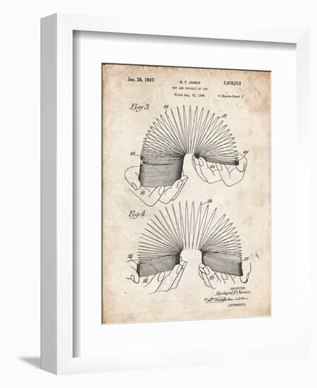 PP125- Vintage Parchment Slinky Toy Patent Poster-Cole Borders-Framed Giclee Print