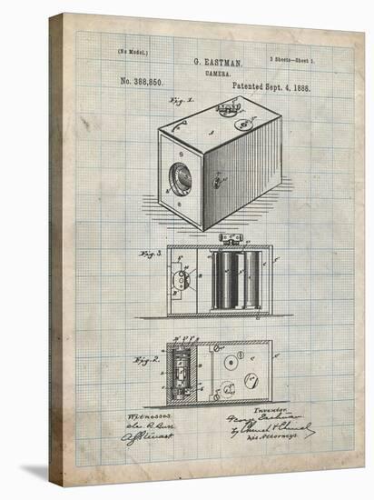 PP126- Antique Grid Parchment Eastman Kodak Camera Patent Poster-Cole Borders-Stretched Canvas