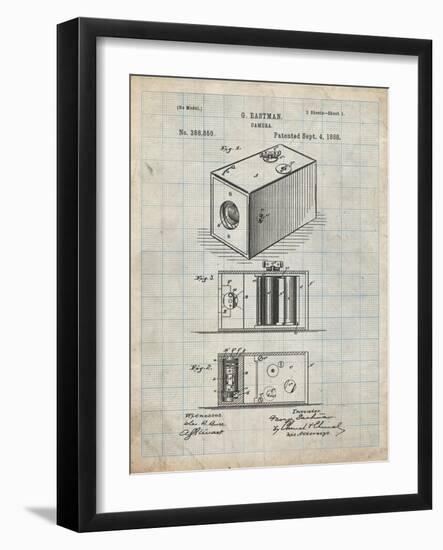 PP126- Antique Grid Parchment Eastman Kodak Camera Patent Poster-Cole Borders-Framed Giclee Print