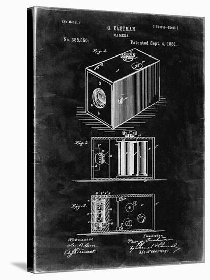 PP126- Black Grunge Eastman Kodak Camera Patent Poster-Cole Borders-Stretched Canvas