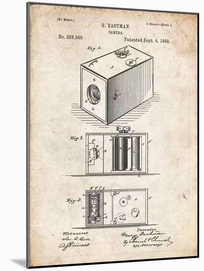 PP126- Vintage Parchment Eastman Kodak Camera Patent Poster-Cole Borders-Mounted Giclee Print