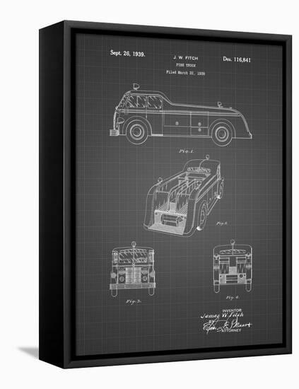 PP128- Black Grid Firetruck 1939 Patent Poster-Cole Borders-Framed Stretched Canvas