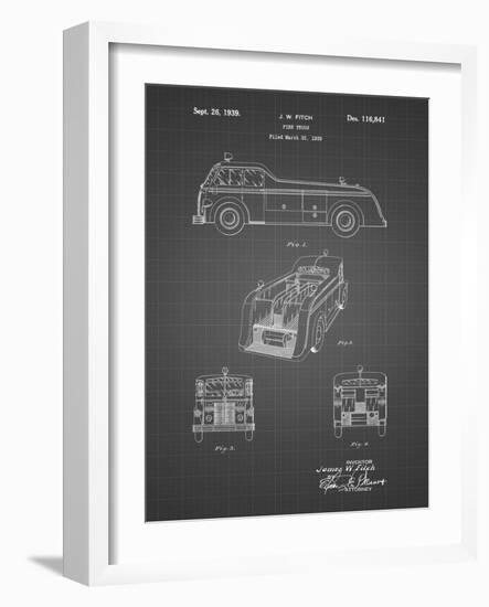 PP128- Black Grid Firetruck 1939 Patent Poster-Cole Borders-Framed Giclee Print