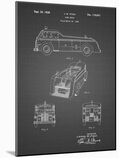 PP128- Black Grid Firetruck 1939 Patent Poster-Cole Borders-Mounted Giclee Print
