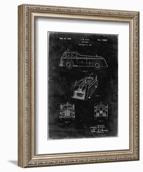 PP128- Black Grunge Firetruck 1939 Patent Poster-Cole Borders-Framed Giclee Print