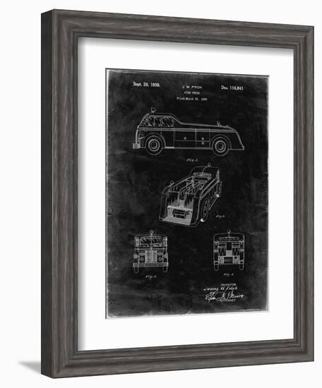 PP128- Black Grunge Firetruck 1939 Patent Poster-Cole Borders-Framed Giclee Print