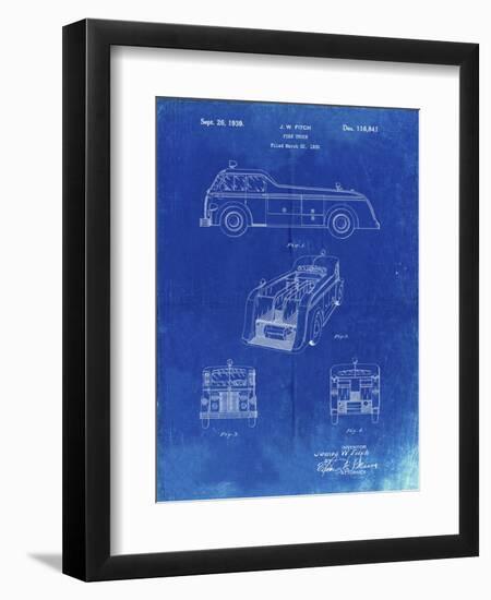 PP128- Faded Blueprint Firetruck 1939 Patent Poster-Cole Borders-Framed Premium Giclee Print