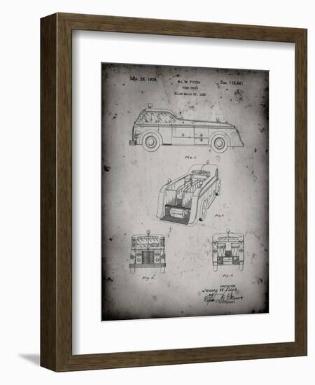 PP128- Faded Grey Firetruck 1939 Patent Poster-Cole Borders-Framed Giclee Print