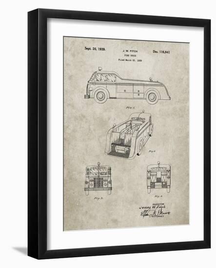 PP128- Sandstone Firetruck 1939 Patent Poster-Cole Borders-Framed Giclee Print