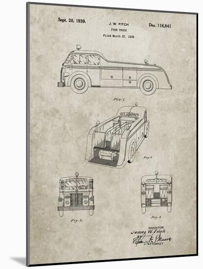 PP128- Sandstone Firetruck 1939 Patent Poster-Cole Borders-Mounted Giclee Print