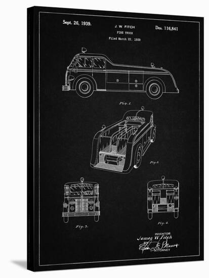 PP128- Vintage Black Firetruck 1939 Patent Poster-Cole Borders-Stretched Canvas