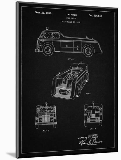 PP128- Vintage Black Firetruck 1939 Patent Poster-Cole Borders-Mounted Giclee Print