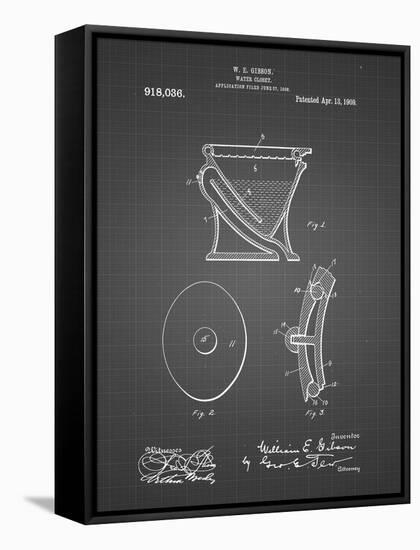 PP129- Black Grid Siphoning Water Closet 1909 Patent Poster-Cole Borders-Framed Stretched Canvas