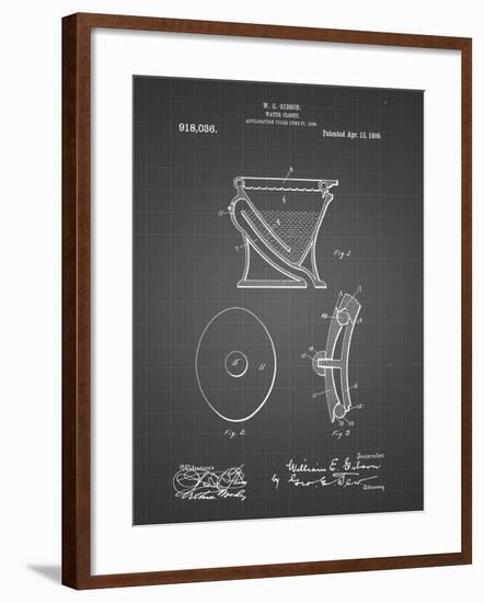 PP129- Black Grid Siphoning Water Closet 1909 Patent Poster-Cole Borders-Framed Giclee Print