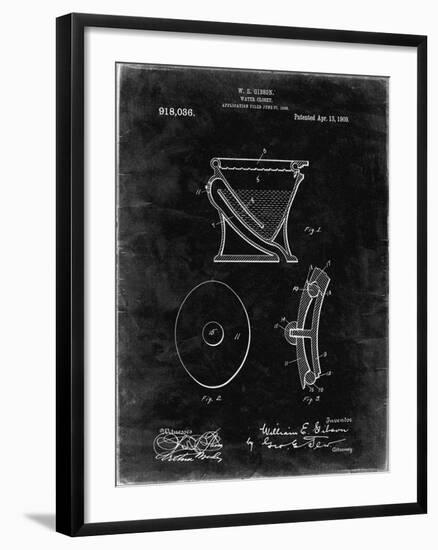 PP129- Black Grunge Siphoning Water Closet 1909 Patent Poster-Cole Borders-Framed Giclee Print