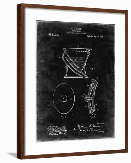 PP129- Black Grunge Siphoning Water Closet 1909 Patent Poster-Cole Borders-Framed Giclee Print
