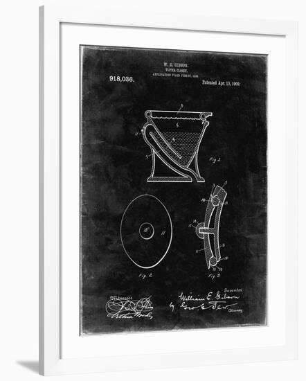 PP129- Black Grunge Siphoning Water Closet 1909 Patent Poster-Cole Borders-Framed Giclee Print