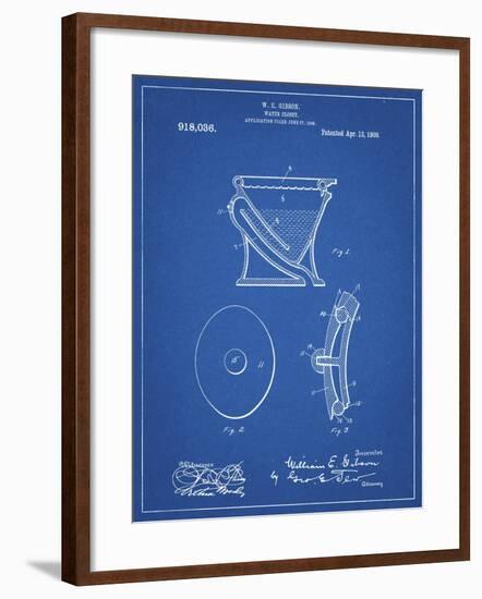 PP129- Blueprint Siphoning Water Closet 1909 Patent Poster-Cole Borders-Framed Giclee Print