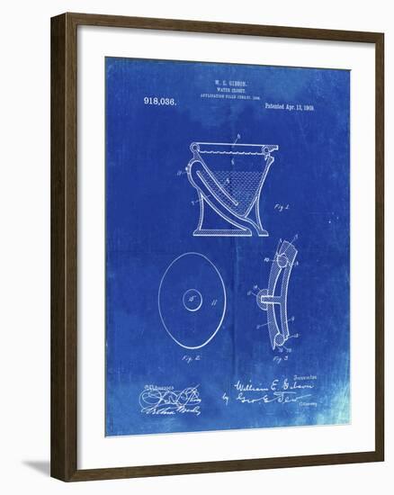 PP129- Faded Blueprint Siphoning Water Closet 1909 Patent Poster-Cole Borders-Framed Giclee Print